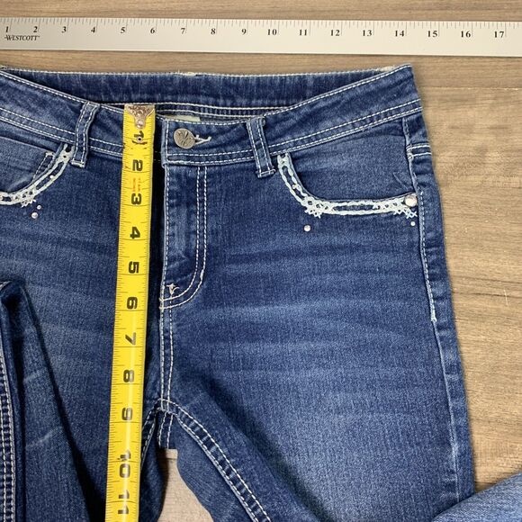 Faded Glory Blue Denim Girls Youth Jeans Sz 14 Straight Leg Flap Pockets Stretch - Picture 3 of 10